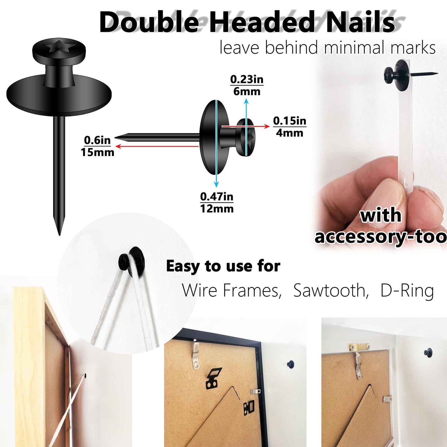 Keyhole Marker, All-in-One Picture Hanging Kit with Level, Center Punch, Screwdriver, Push-Pin Hangers, Easy-Hang No-Measure Tool for Wall Art, Photo Frames, Canvas, Sawtooth, Keyhole, Wire, D-Ring