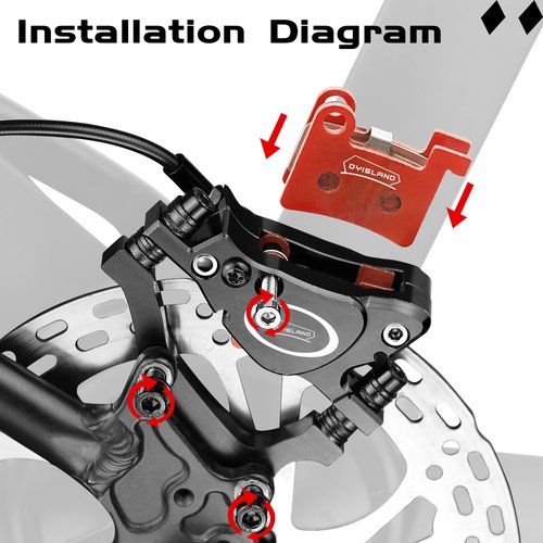 DYISLAND MT600 Electric Bike Disc Brake Pad Two Pairs, Suitable for DYISLAND LD-200PLUS LD4X-600, (Semi-Metallic/Sintered-Metal) (Semi-Metal)