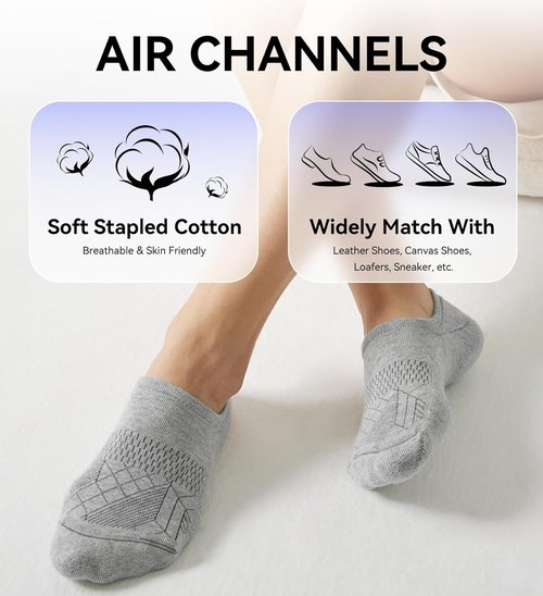 FITRELL No Show Socks for Women - Cushioned Athletic Ankle Socks | Invisible Non-Slip, 5-8 Pairs