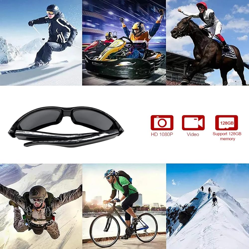 Limiete 1080p HD Camera Sunglasses – Hands-Free Video Glasses with Motion Detection/No Wi-Fi Needed/Supports up to 512GB MicroSD/Lightweight Solid Frame/USB Charging Cable Included