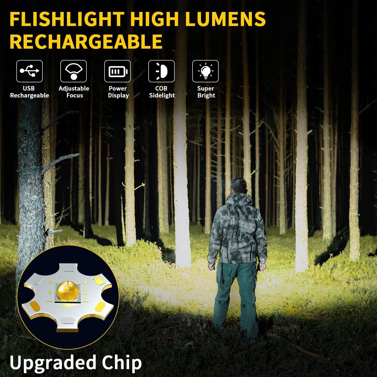 ZioeYiue Rechargeable Flashlights - Super Bright 7-Mode Tactical LED Flashlight | 4-Pack for Camping & Emergencies
