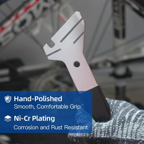 Vaasee Rotor Truing Fork, Cr-V Steel + Ni-Cr Plating Rotor Truing Wrench, 3 Size Adjustment Bicycle Rotor Truing Tool with Rubber Grip for Bike Disc Rotor Alignmen