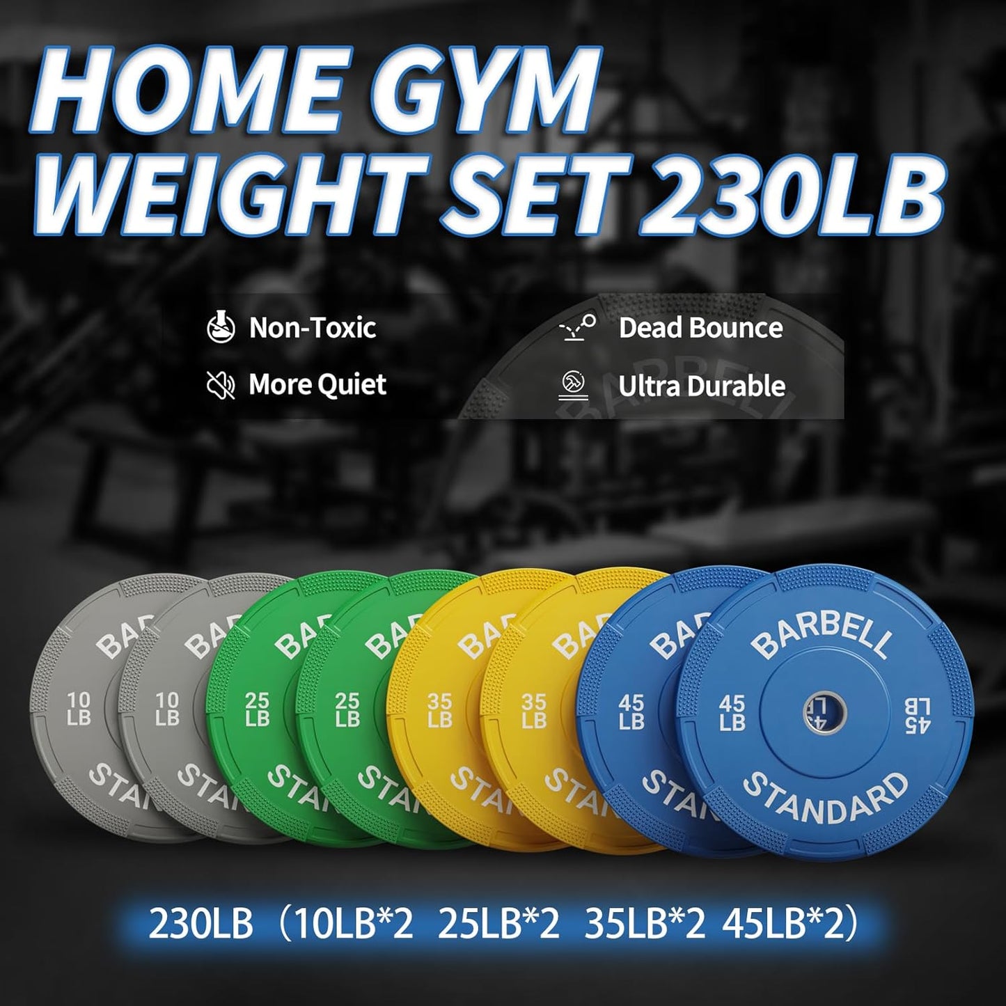 Mikolo Olympic Weight Plates - Enhanced Grip Bumper Plates for Strength Training | 2 Inch