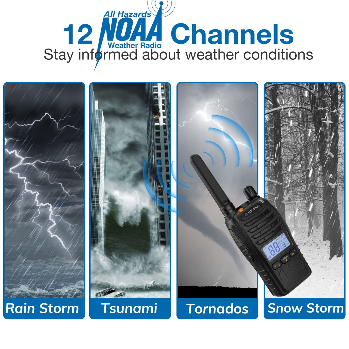 Baofeng BF-88ST Pro Walkie Talkies - 3 Pack, Long Range Radios Walkie Talkies for Kids and Adults, Upgraded from BF-88ST NOAA VOX Dual Watch, with Desktop Charger and Earpieces (Black)