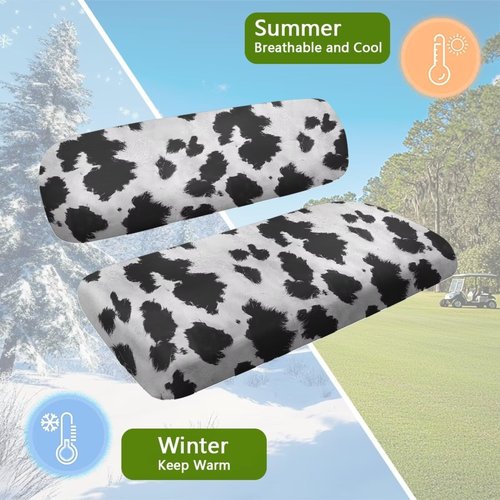 Oramclsy 2 PCS Cow Golf Cart Seat Covers 4 Passenger Golf Cart Seat Covers All Weather Club Car Accessories Set Suitable for EZGO Club Car and More 2-Seat Golf Carts