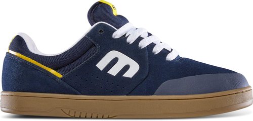 Etnies Marana – Iconic Pro Skate, Reinforced Michelin Cupsole, Cushioned Feel, 3X More Durable - Navy/Gum/Yellow - 8