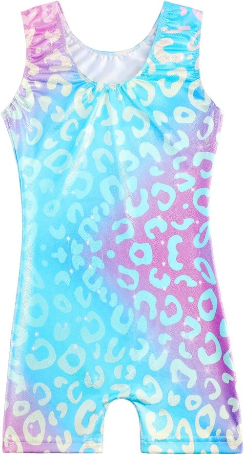 HOZIY Gymnastics Leotards - Sparkle Unicorn & Leopard Biketard for Toddlers & Kids