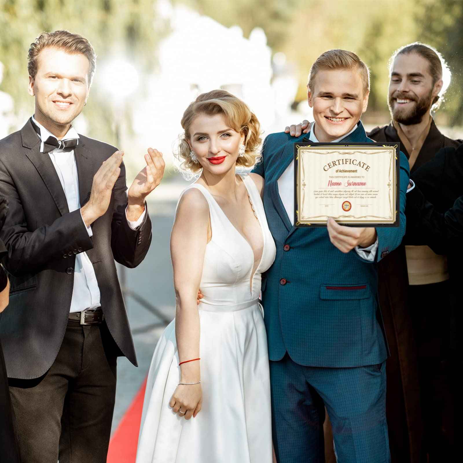 Fainne 100 Pcs Certificate Holder Foil Border 8.5 x 11 Inch Single Sided Award Certificates Cover for Letter Size Cardstock Document Paper Diploma Graduation School Marriage Supplies(Black)