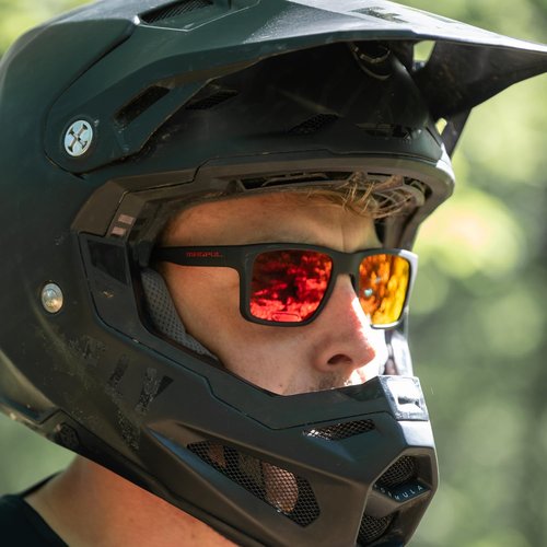 Magpul Rider Polarized Sunglasses Men's Premium Casual Sports Eyewear, Black Frame, Polarized Gray Lens with Red Mirror