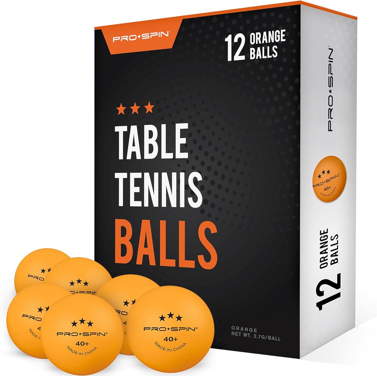 PRO-SPIN Ping Pong Balls - 3-Star Premium Orange Table Tennis Balls | High-Performance 40+ ABS Quality
