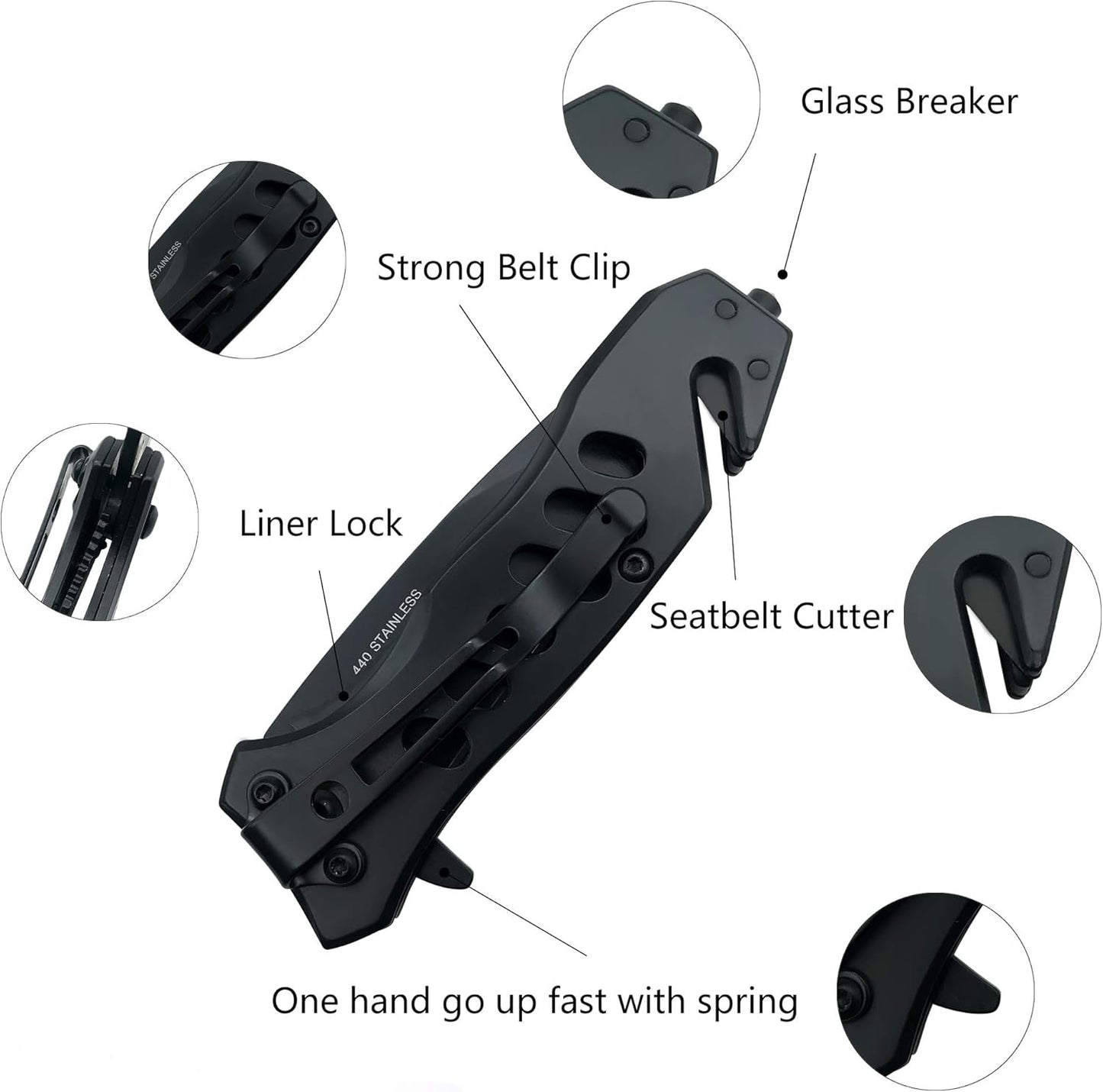 ALBATROSS Tactical Folding Pocket Knife - SpeedSafe Spring Assisted, Glass Breaker & Seatbelt Cutter