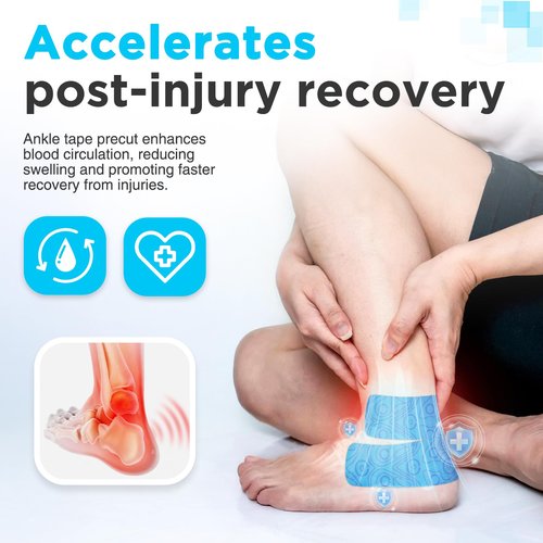 OK TAPE Kinesiology Tape for Ankle - 10 Precut Strips | Professional-Grade Water-Resistant & Breathable Ankle Tape for Sports Injury Recovery, Support, 10pcs, Pink