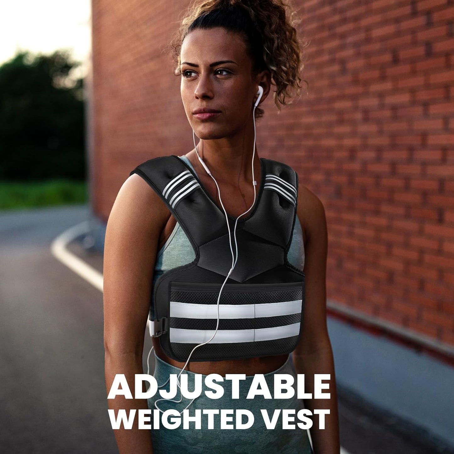 Skiennix Weighted Vest - Adjustable 4-32lb Rucking Vest with Storage Pocket & Reflective Stripes for Workout
