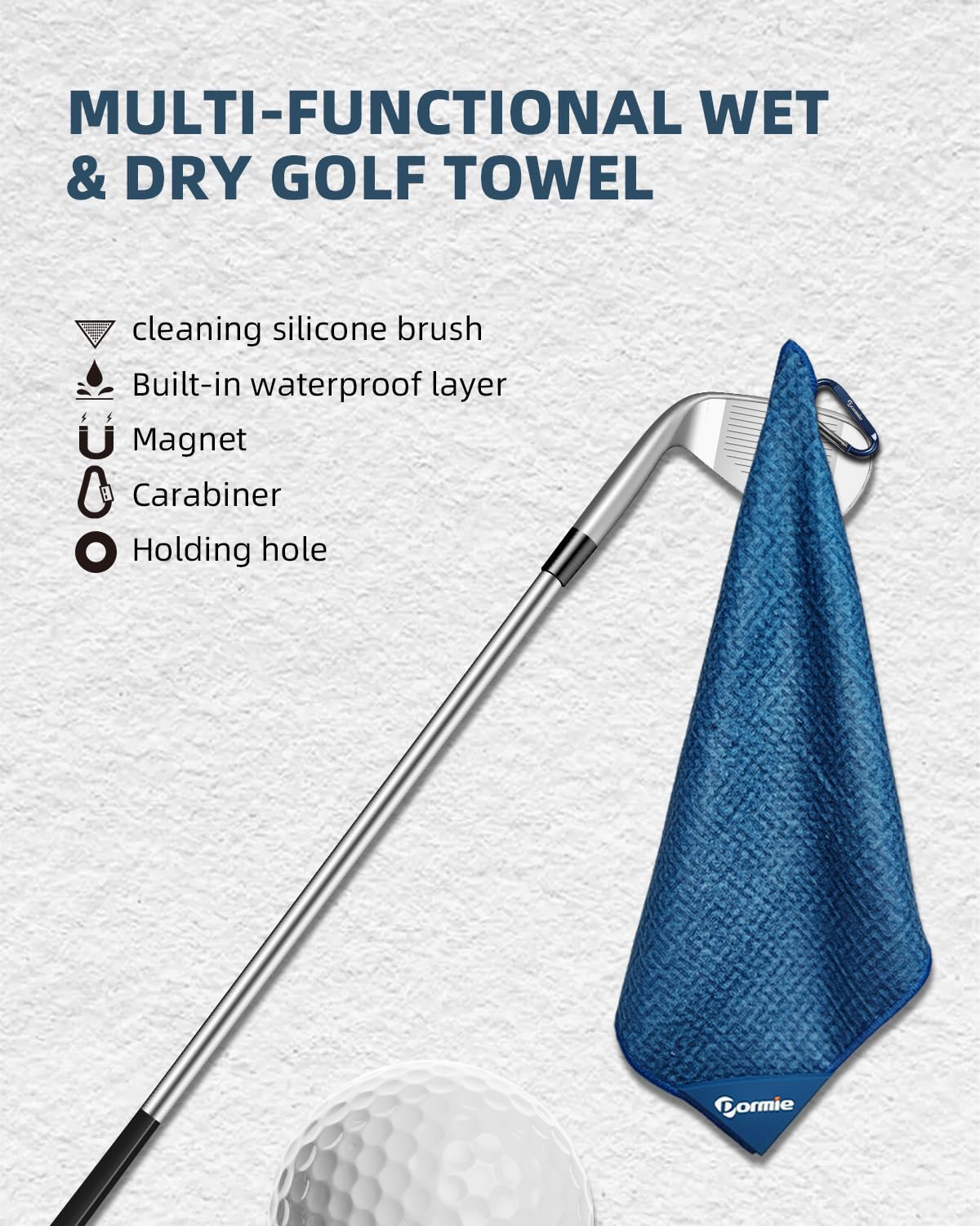 DORMIE Golf Magnetic Towel - Premium Ultra-Absorbent Microfiber Golf Towel with Magnet for Golf Carts or Clubs