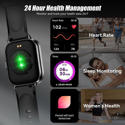 ganopterygon Smart Watch with 2.01" HD Touchscreen, Bluetooth Calls, 130+ Sports Modes, 24/7 Heart Rate & Sleep Monitor, IP67 Waterproof, iOS/Android Compatible