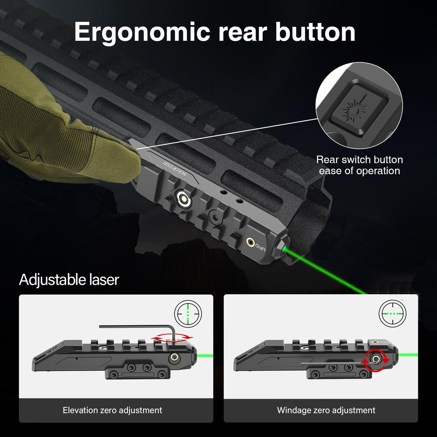 SOLOFISH Green Laser Sight with Strobe/Momentary Function for Rifle