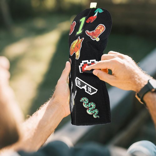 Craftsman Golf Custom Hook-and-Loop Golf Club Fairway Wood Headcover Protector Easy to Attach Patch Black