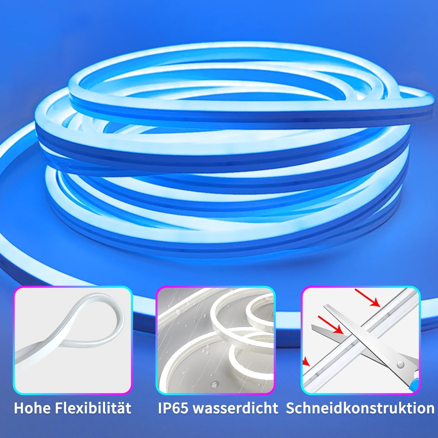 50ft RGB LED Neon Rope Lights with Remote & APP Control - Waterproof Flexible Strip for Bedroom & Outdoor Décor