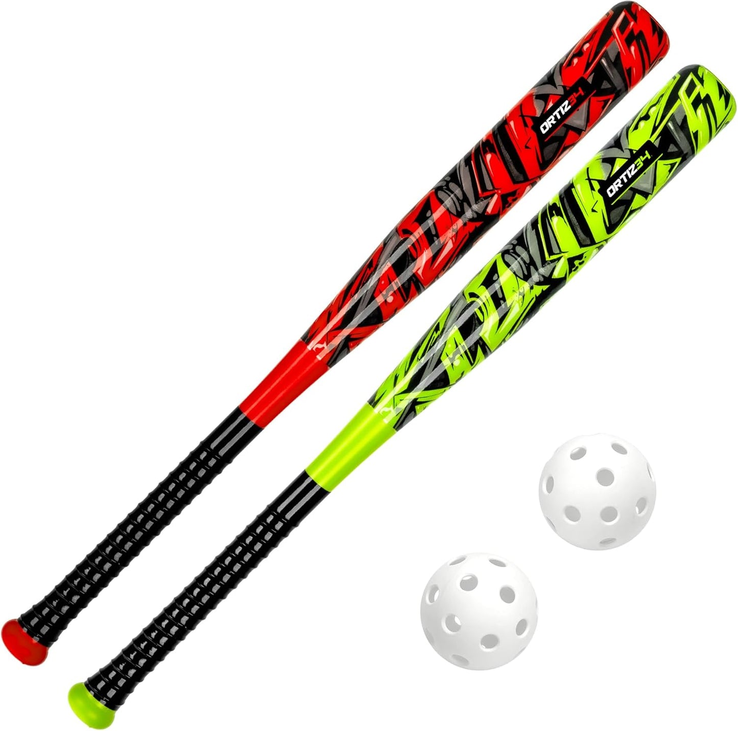 Ortiz34 Bat & Ball Set - Graffiti Plastic Baseball Set for Youth & Adults | Perfect for Backyard Fun