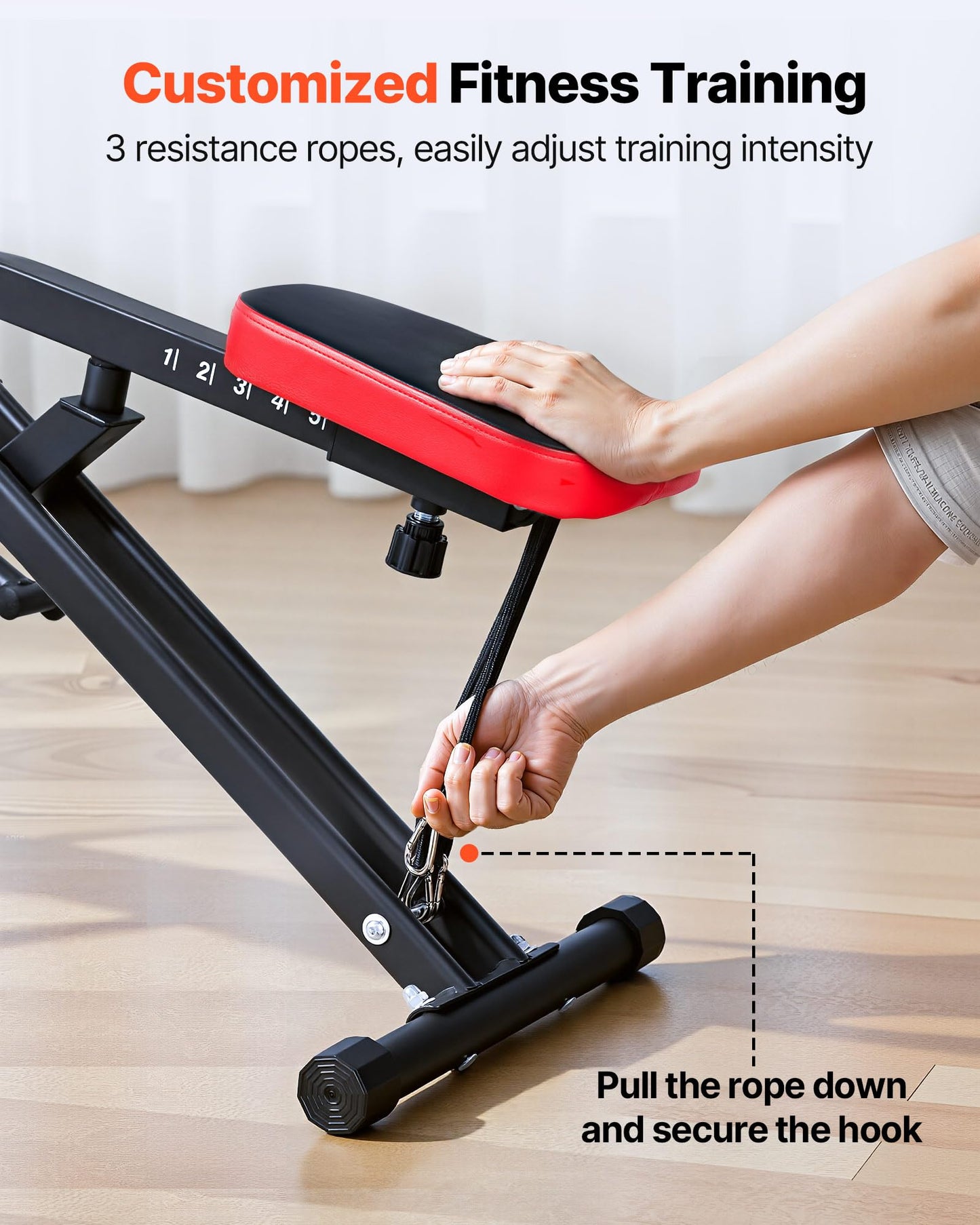 VEVOR Squat Machine, Deep Squat Rowing Machine for Home, Easy Setup & Foldable Exercise Equipment, Glute Trainer Machine with 3 High-Strength Resistance Bands, Glutes & Leg Home Workout Machine