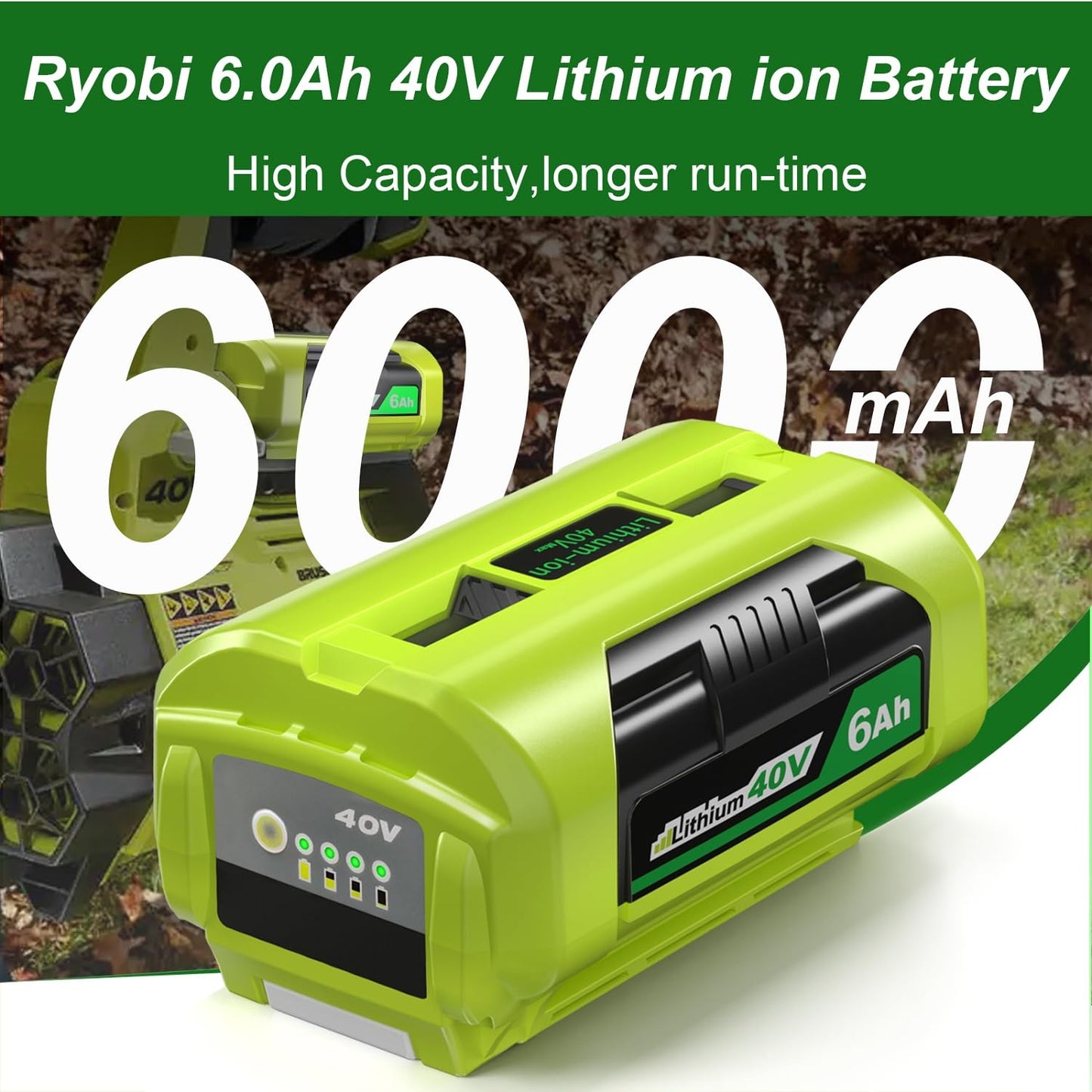2 Pack OP4060 6.0Ah Battery Compatible with Ryobi 40V Lithium Ion Battery