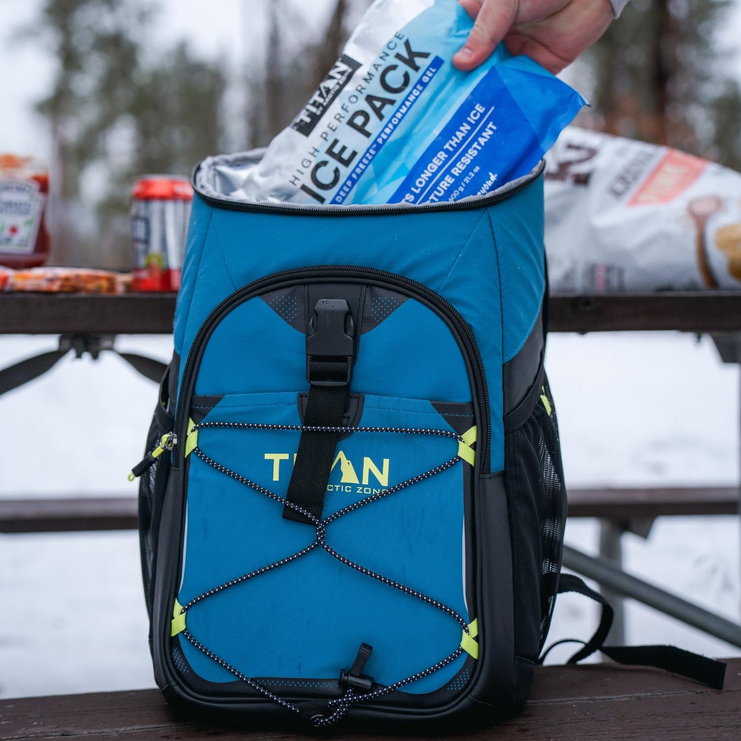 Titan by Arctic Zone Backpack Cooler, Insulated Soft Sided Bag with Leak Proof Lining and Padded Straps, for Lunch, Picnic, and Travel, 24 Can Capacity, Marine Blue