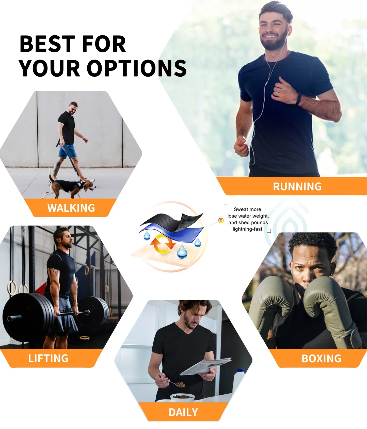 REDPAI Sweat Sauna Suits Men Polymer Zipper Sauna Shirt Short Sleeve Waist Trainer Heat Trapping Compression Sauna Vest…