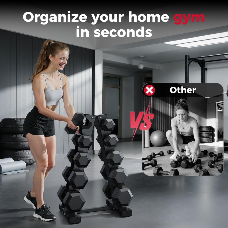 AKYEN A-Frame Dumbbell Rack Stand Only, Weight Rack for Dumbbells Compact Home Gym Space Saver, 480LBS Weight Capacity