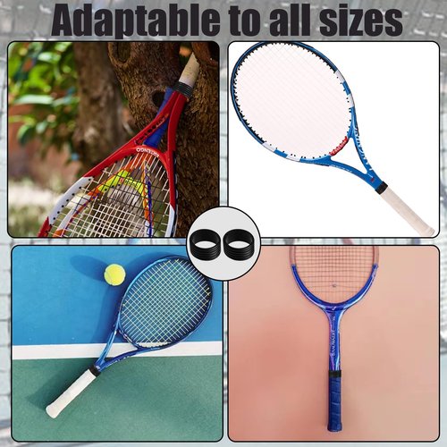 Huakaile 10 Pcs Tennis Grip Band, Silicone Racket Sealing Rings, Non-Slip Racquet Handle Finishing Ring, Overgrip Protector Fix Ring for Pickleball Paddle Badminton Squash Racquet (Black)