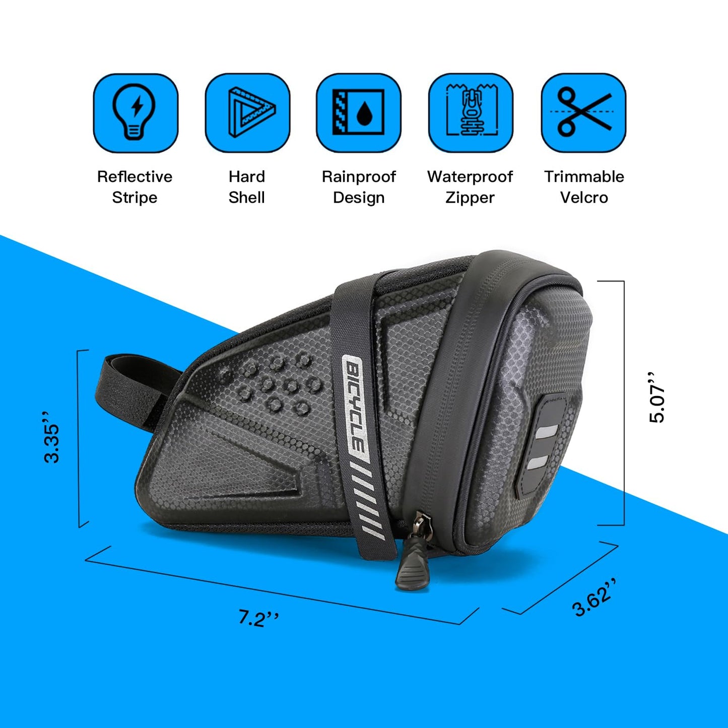 EVA hard shell waterproof bike saddle bag Seat bag Bike bag under seat 1 litre Bike tail bag Bike Rear bag Bike riding Accessories Storage bag Bike wedge bag Mountain road bike