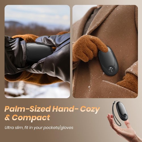 Hand Warmers Rechargeable 2 Pack Electric Hand Warmers Magnetic, 24Hrs Long Soft Heating Pocket Heater Gifts for Men Women Christmas Hiking Golf Hunting Ski (Black)