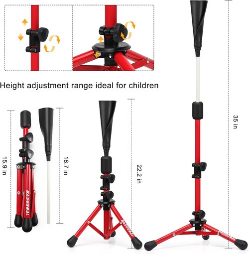 BaseGoal Kids Baseball Tee Set - Adjustable Height Youth Teeball Batting Equipment | Perfect for Softball