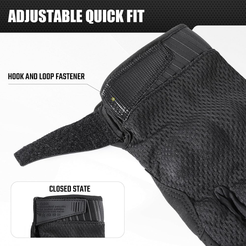 AXBXCX Summer Touchscreen Gloves for Men, Breathable Full Finger Gloves Black Medium