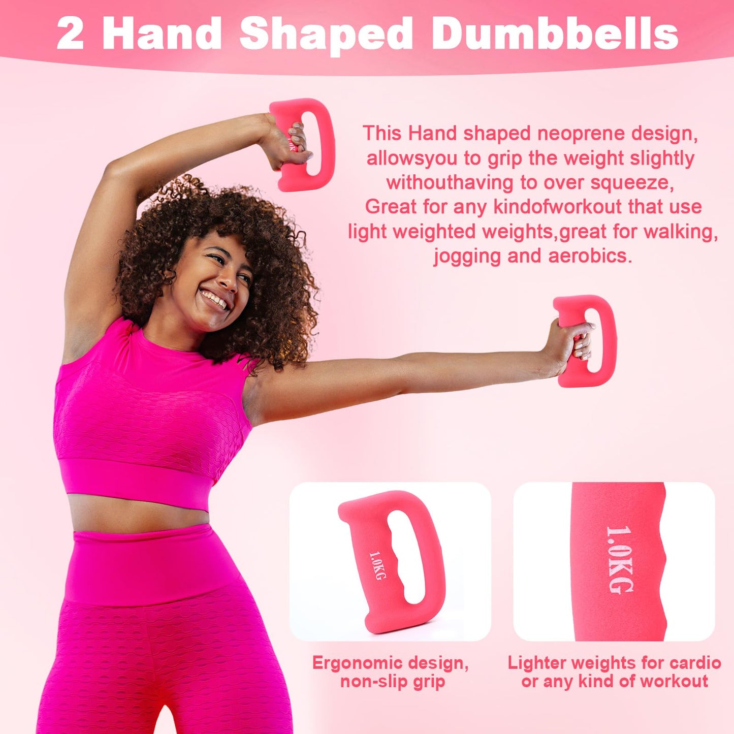 Poen 10 Pcs Pilates Ring Set Include 2.2lb *2 Dumbbells 10" Yoga Exercise Ball 12" Pilates Ring 5-40lb Resistance Bands Elastic Band and Drawstring Backpack Set for Women Home Workouts(Pink)