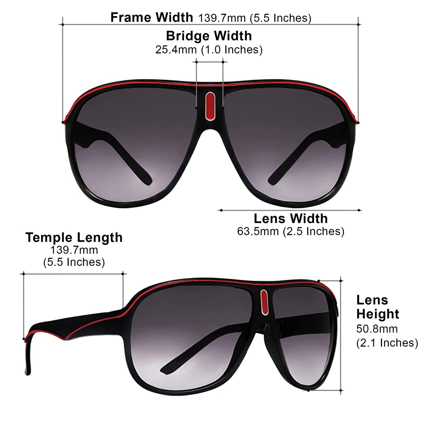 NYS Collection Aviator Sunglasses - Lightweight Durable Plastic Frame - For Men and Women -100% UV Prodection
