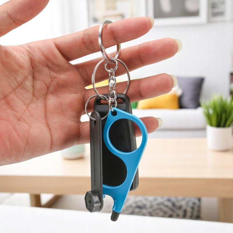14Pcs No Touch Door Opener Tool with Stylus, Key Touchless Door Opener with Keychain Multifunctional Button Pusher Bulk Heavy-duty Safe Touch Reusable