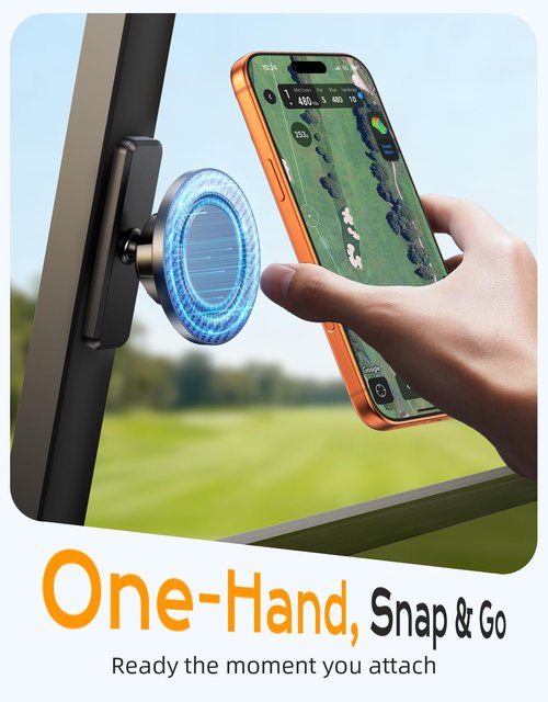 Dawinga Magnetic Golf Cart Phone Holder, Strong Magnet Compatible with MagSafe iPhone 17-12 and Android, Golf Gifts for Men Women Golfers Dad Husband Him, Golf Accessories Fits EZGO Club Car Yamaha