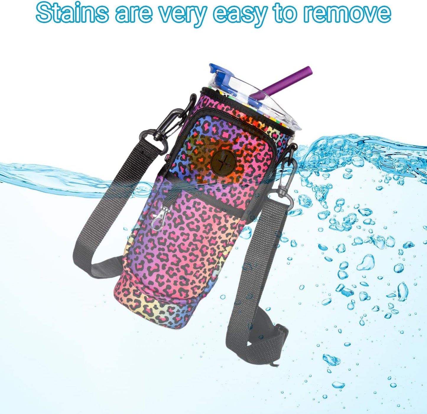 Stanley Water Bottle Holder - Adjustable Strap & Phone Pocket for 40oz Tumbler | Durable Carrier Bag