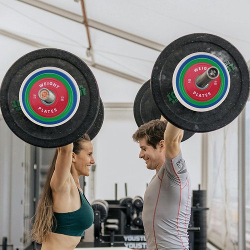 Bumper Plates,2 inch Rubber Weight Plates,1.25 LB,2.5LB 10 LB 15LB 25LB 35LB 45LB 100LB 160LB 300LB Plates For Weight Lifting Strength Training Home Gym (Single, Pair & Set) (2.5 LB Set of 2)