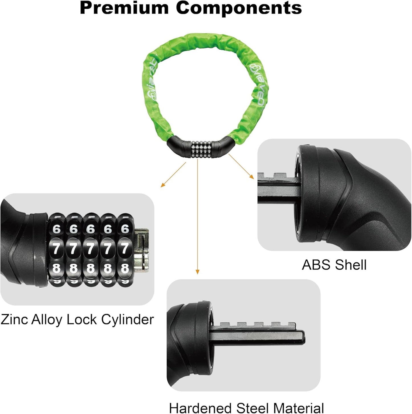 Via Velo Bike Chain Lock - Heavy Duty 5-Digit Resettable Anti-Theft Security Lock | 2.95 Ft for Bicycles, Scooters, and More