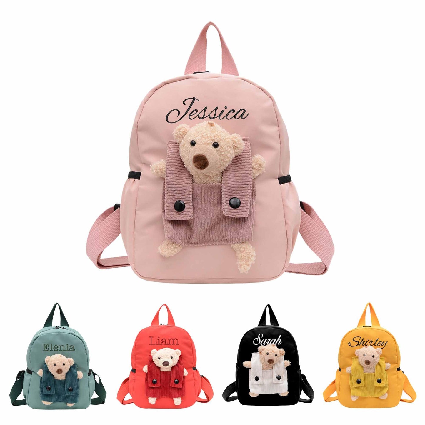 Personalized Little Bear Backpack for Girls Boys with Embroidery Name, Cute Custom Toddler School Bag with Detachable Bear, Pink Backpack for Kids, Back to School Bag, Birthday Gift, Christmas Gift