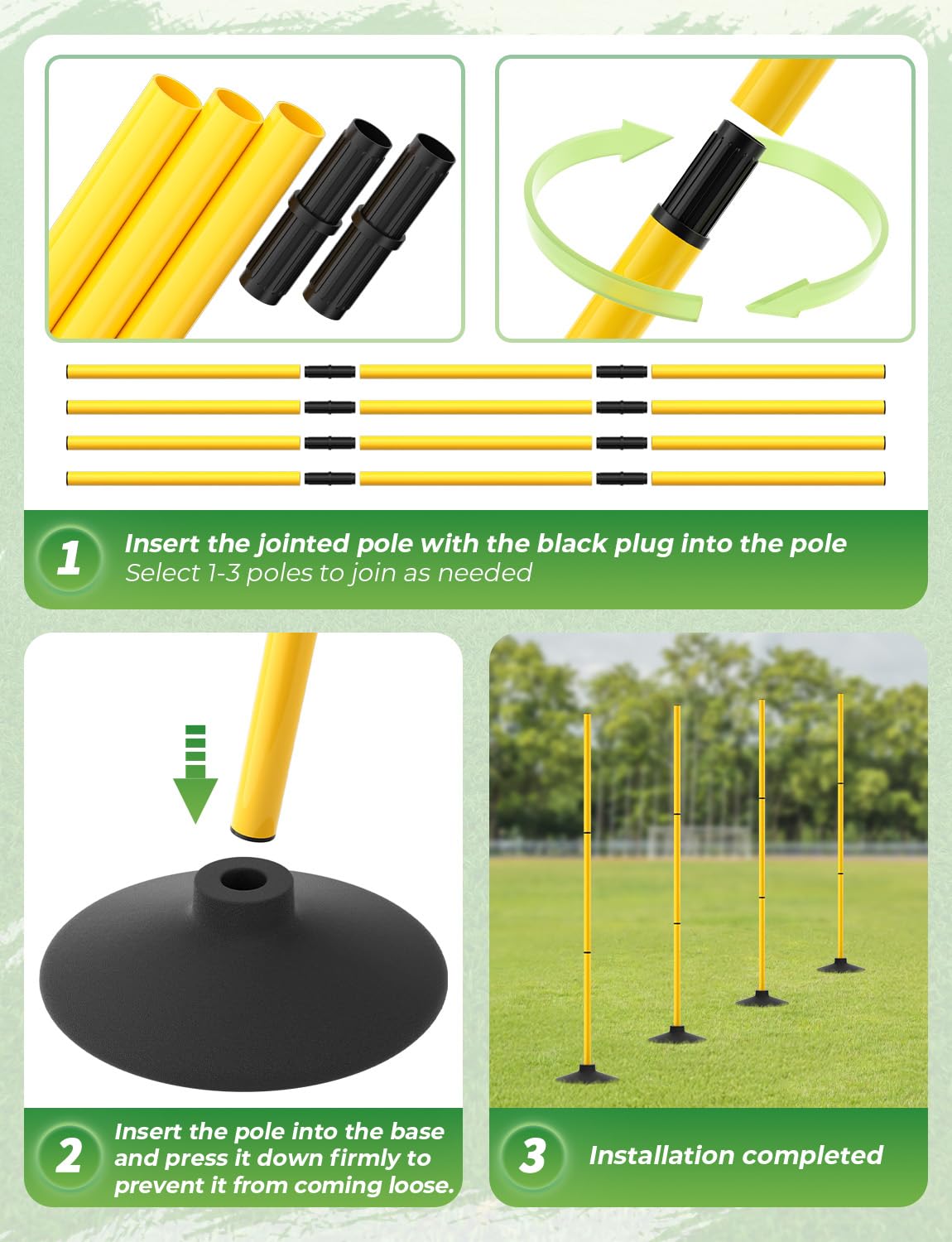 GHB Agility Poles 4 Pack 50" Sports Soccer Training Poles