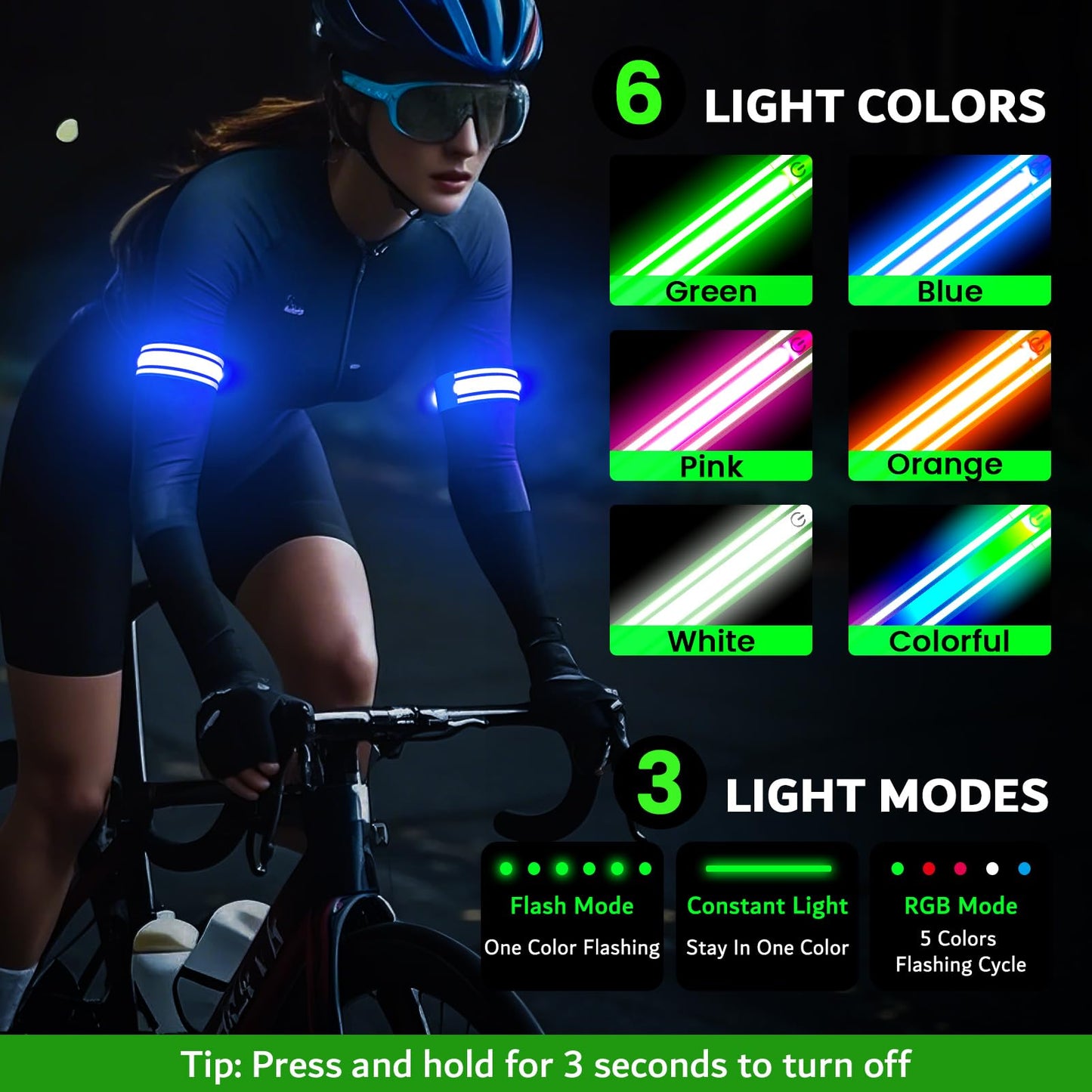 Ylzzrs LED Armband for Running(2 Pack),Light Up Arm Bands for Night Walking Running,Rechargeable Lights for Runners,High Visibility Reflective Running Gear Adjustable Light Up Wristbands (Blue, Plus)