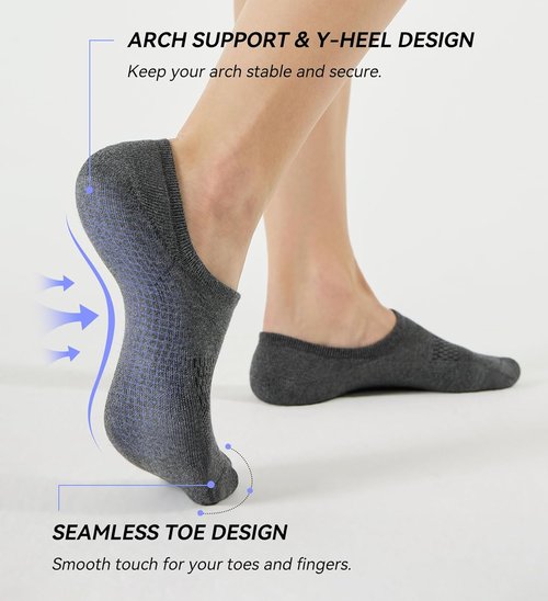FITRELL No Show Socks - Women's Cotton Cushioned Athletic Ankle Socks | Non-Slip, 5-8 Pairs