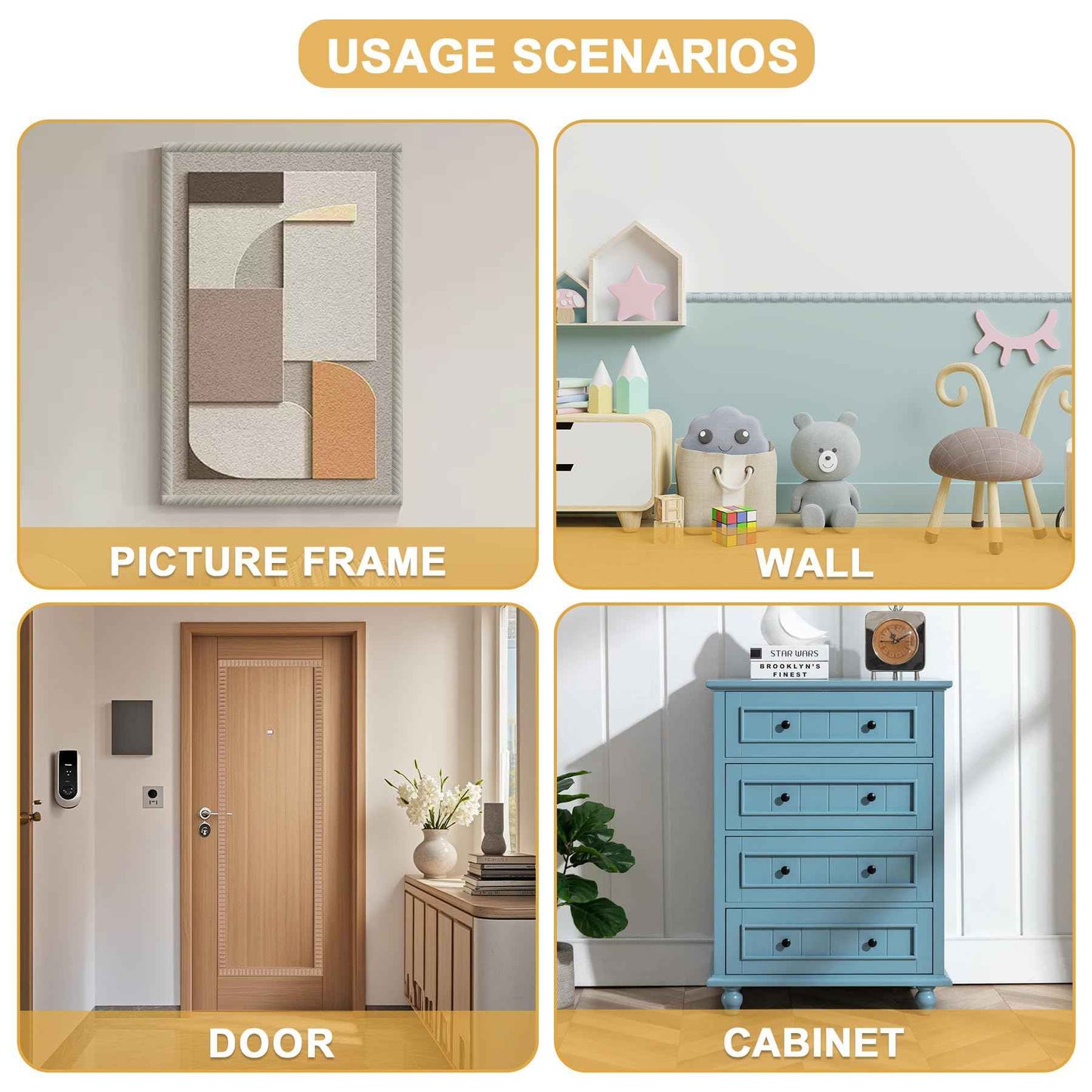 Soengsau 15-Pack 15.75" Unfinished Wood Astragal Trim - Easy to Paint, Cute Decorative Molding DIY Craft for Furniture Frame, Mirror Edge, Wall, Door, Closet, Dresser, Shelf