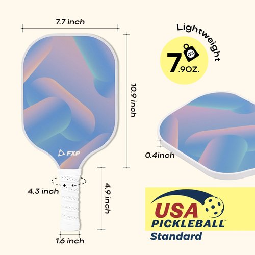 FXP Pickleball Paddles Set of 2 Paddles with 4 Balls and 1 Bag, Lightweight Fiberglass Pickleball Rackets/Equipment Set for Women and Men, USAPA Standard Size