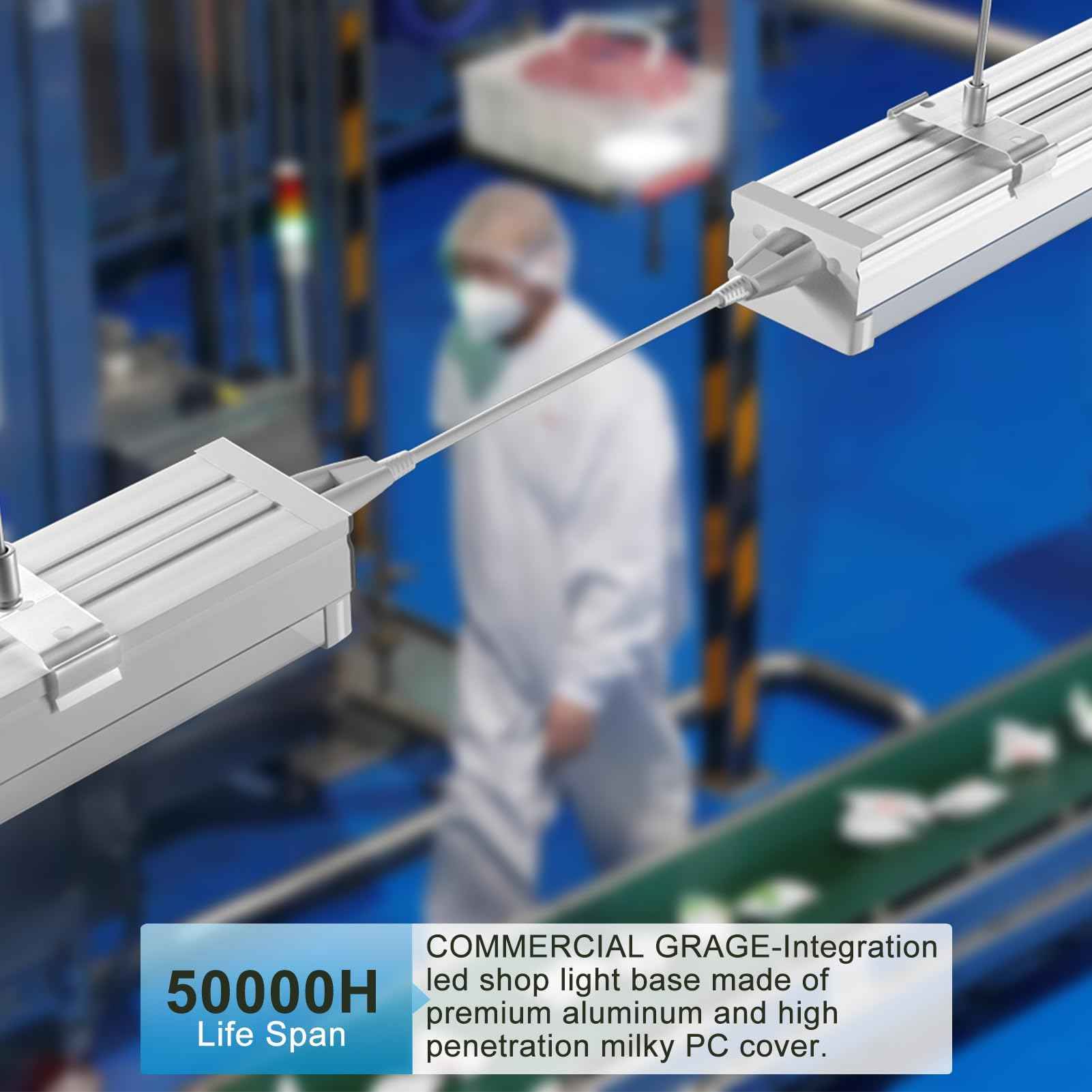 Lightdot 6Pack 4FT LED Shop Light Linkable, 2.5 Inch 52W[Eqv. 400W] Utility Shop Lights, 7500LM, 100-277V, 5000K Garage Lights with 5FT Power Cord, Hanging&Flushmount Integrated Fixture for Workshop