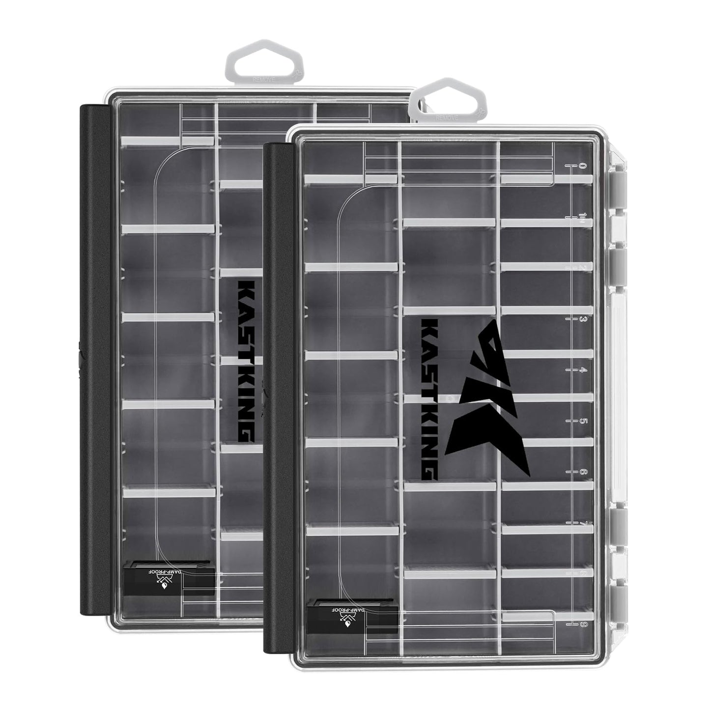 KastKing HyperSeal Waterproof Tackle Box, 3600 and 3700 Tackle Trays, Fishing Tackle Box Organizer with Removable Dividers, Lure Box and Terminal Tackle Storage,Black