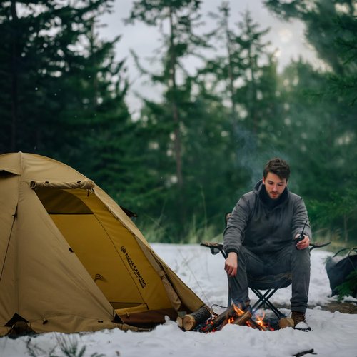 BISINNA 4 Season Tent for Backpacking Winter Tents 2 Person Lightweight Cold Weather Tents Waterproof Double Layer All Season Tent Aluminum Alloy Poles Easy Set Up for Camping, Hiking, Outdoor (Brown)