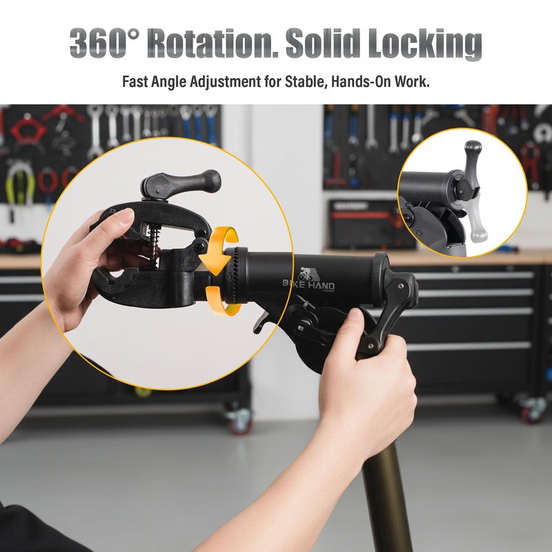 BikeHand Bike Repair Stand - Home Portable Bicycle Mechanics Workstand - for Mountain MTB Road Bikes Maintenance - Max. 55 lbs